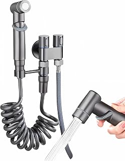 1-In-2-Out Dual Control Valve, Bathroom Faucet Double Handle Dual Control, Dual Control Valve for Bidet and Shower (with Faucet,Gray)