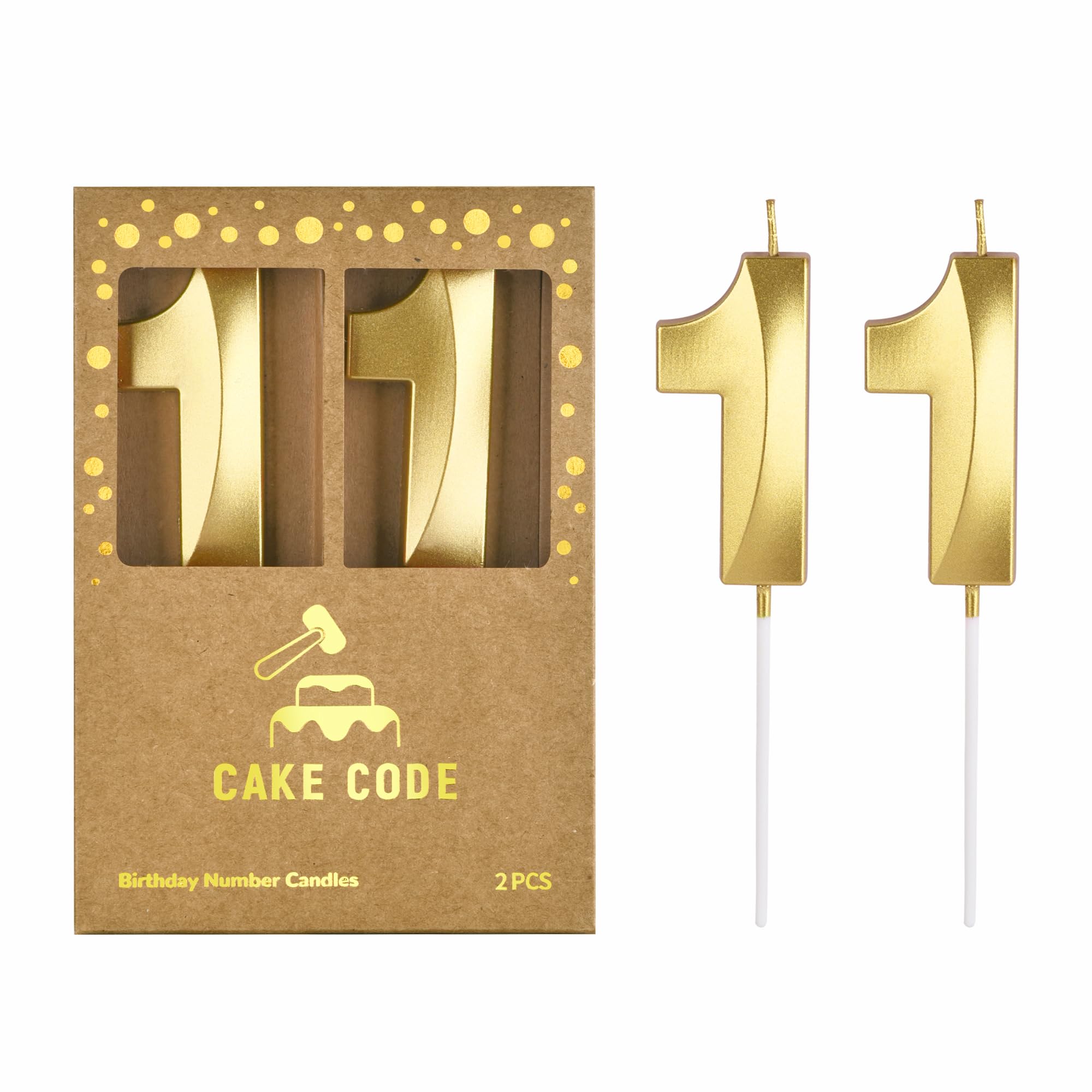 2.76 Inch Diamond Gold 11 Number Birthday Candles, Gold and Cake Number Candles 