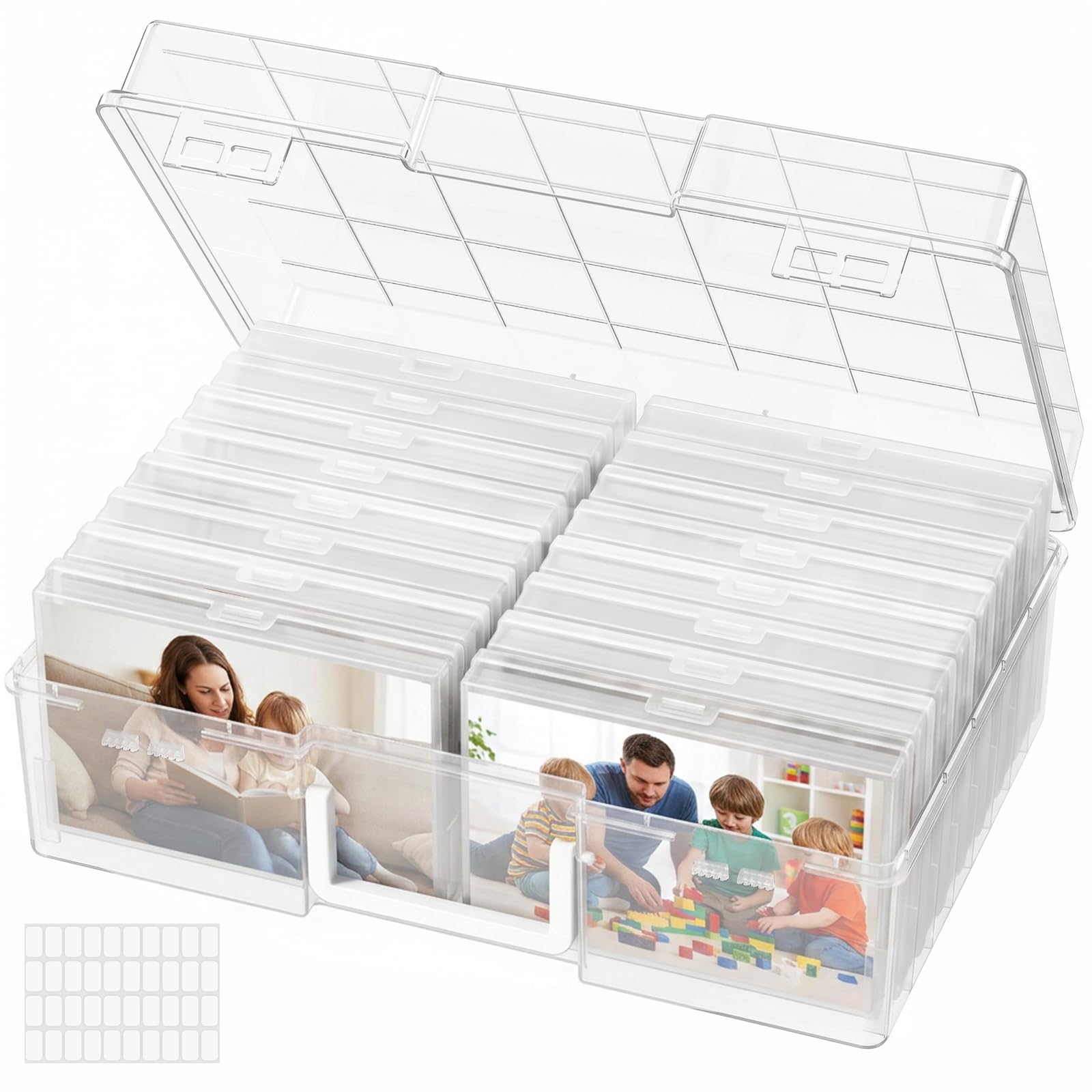 Lifewit 16 Pcs Photo Storage Box for 4"x 6" Pictures, Acid-Free, Clear | 1 Pcs T