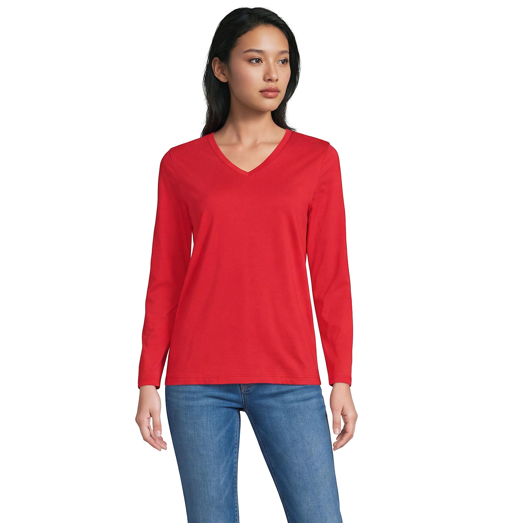 Lands' End Women's Supima Long Sleeve V-Neck Tee