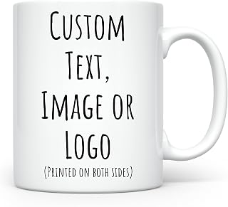 HomeBee Personalized Coffee Mug | Custom Photo Text and Logo Ceramic Mug | Customized 11 Oz Tea Cup for Men & Women | Unique Gift Idea - Taza Personalizadas Design with Picture or Message | White
