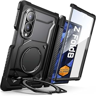 SUPCASE for Galaxy Z Fold 8 Case with Tempered Glass Screen Protector Black