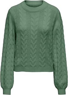 ONLY Onlrubina Ls Câble O-Neck Nca KNT Pull en Tricot Femme