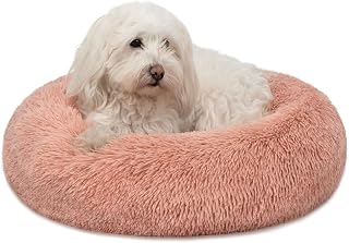 lionto Donut Bed for Dogs and Cats, Round Dog Bed, Ø 50 cm, Pink