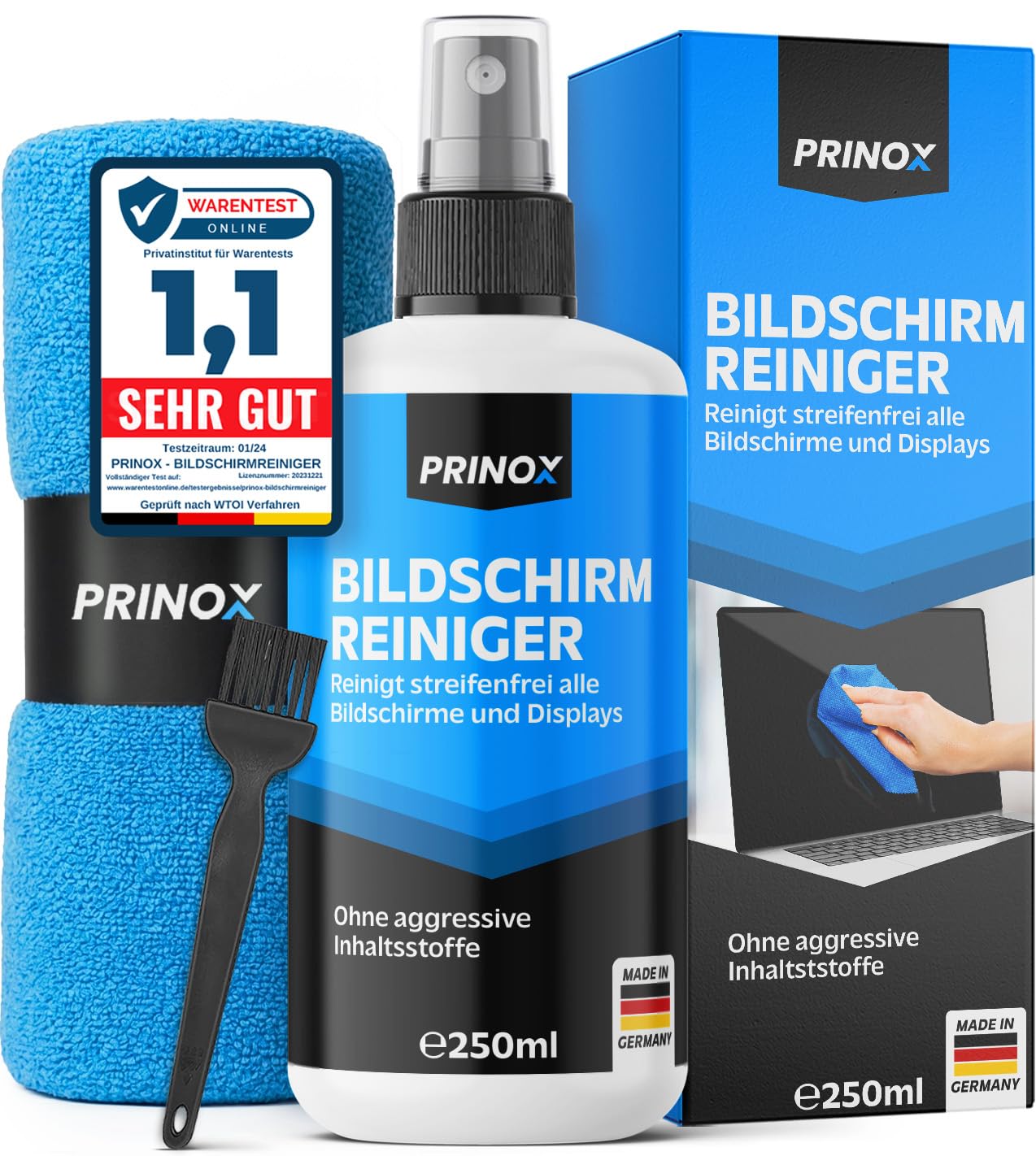 PRINOX Screen Cleaner XXL Set [Includes Microfibre Cloth and Brush] - Screen Cle