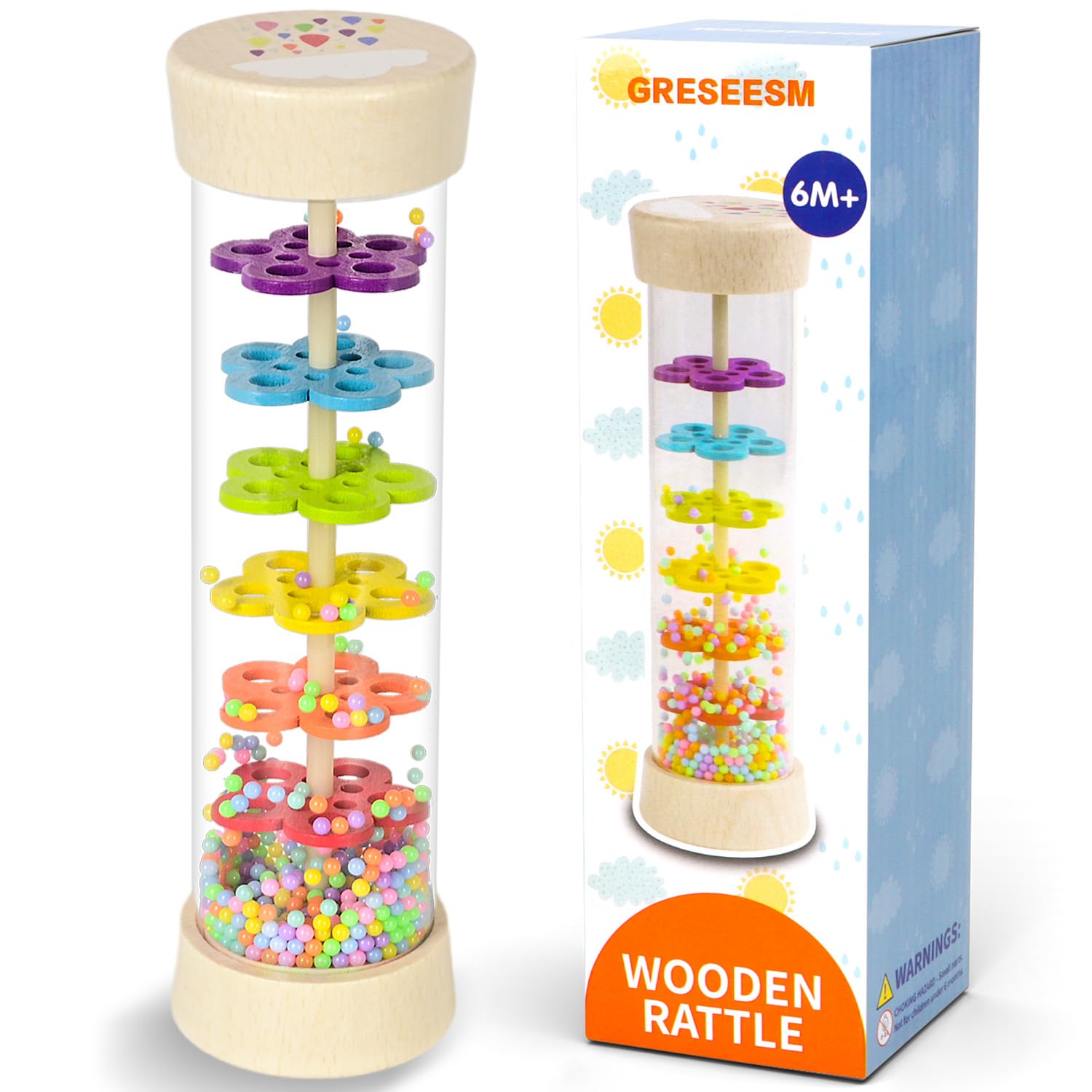 Rain Stick Montessori Baby Toys for 6-12 Months 1 Year Old, Wooden Rainmaker Inf