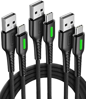INIU USB A to USB C Cable, [6.6+6.6+1.6ft] QC 3.0 Fast Charging USB C Cable | Nylon Braided, Type A to C Phone Data Charger Cord for iPhone 18 17 16 15 Pro Max, Samsung S26 S25 Ultra, Pixel 10, 3-Pack