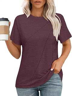 JOELLYUS Womens Summer Tops Casual Short Sleeve Shirts Crewneck Cute Trendy Tunic Blouses Beach Vacation Outfits 2026