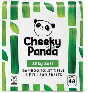 The Cheeky Panda Bamboo Toilet Rolls Bulk Buy – 48 Rolls of 3 Ply Toilet Paper | Plastic Free Packaging and Sustainable Tissue Paper | Compostable Loo Roll