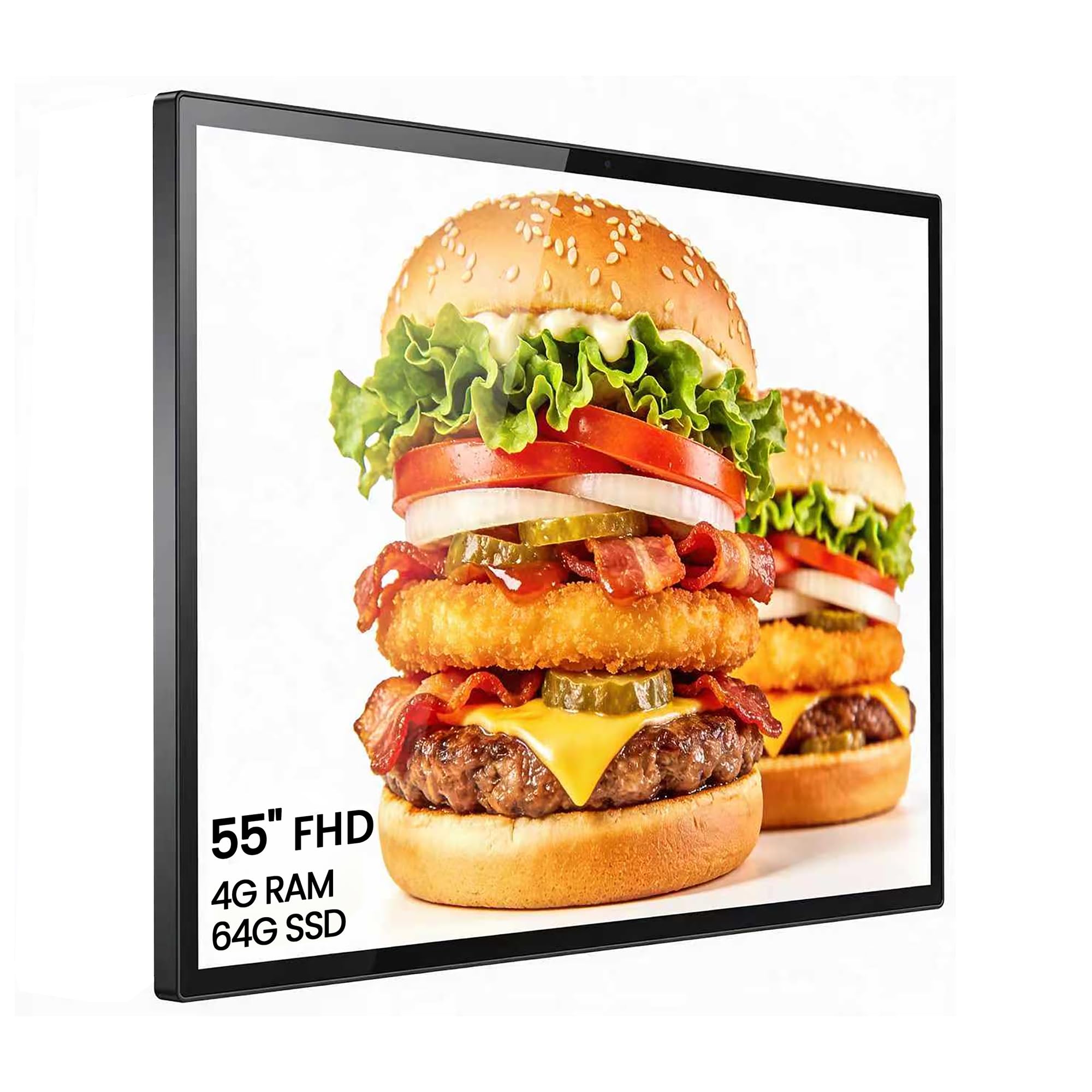 55 Inch Digital Signage Display, 4K FHD 1000 Nits Advertising Screen, Android 14