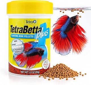 TetraBetta PLUS Floating Mini Pellets, Fish Food With Natural Color Enhancer, 1.2 ounces