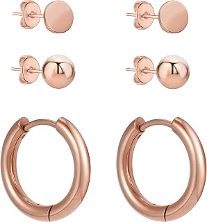 BONNYBIRD® Wasserfestes Edelstahl Ohrringe Set Damen in Silber, Gold & Roségold, 100% Wasserfest & Sehr Hautverträglich (Hypoallergener Chirurgenstahl) BonnyBalance