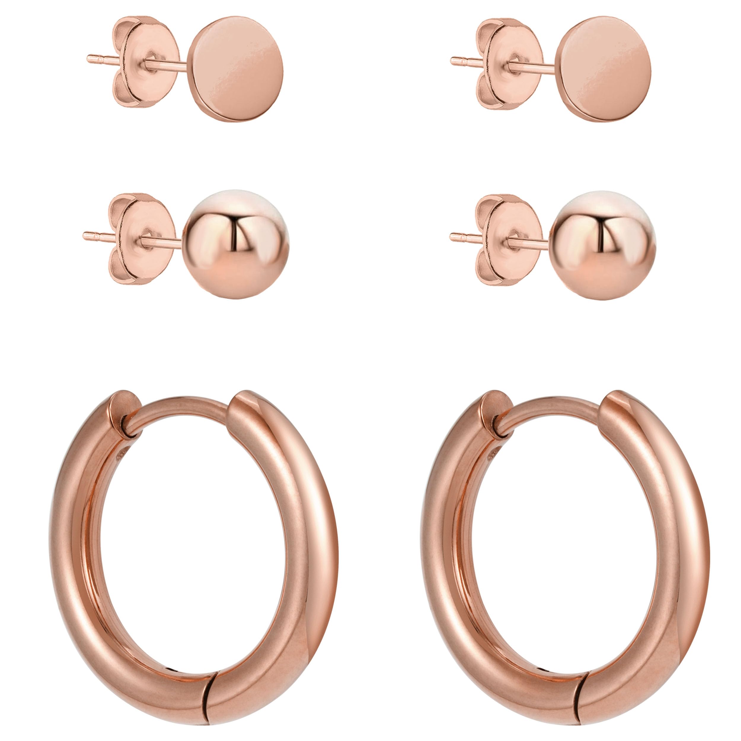 BONNYBIRD® Wasserfestes Edelstahl Ohrringe Set Damen in Silber, Gold & Roségold,
