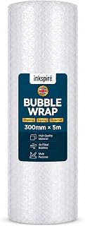 Inkspire Bubble Wrap Roll 300mm x 5m - Small Air Bubbles, Recyclable Protective Cushioning Large Bubble Wrap for Moving House Essentials, Packaging, Shipping & Storage Boxes