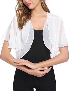 Aottori Bolero Women's Festive Chiffon Cardigan Summer Short Sleeve Jacket