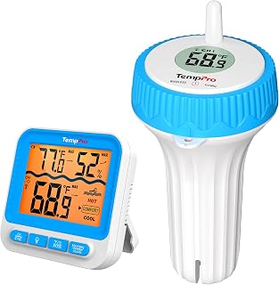 TempPro TempAir Wireless Pool Thermometer Floating Easy Read with Batteries | 500FT, 0.9°F Accuracy, IPX8 Waterproof Rated, Digital Floating Pool Thermometer Wireless for Cold Plunge, Hot Tub, Spa