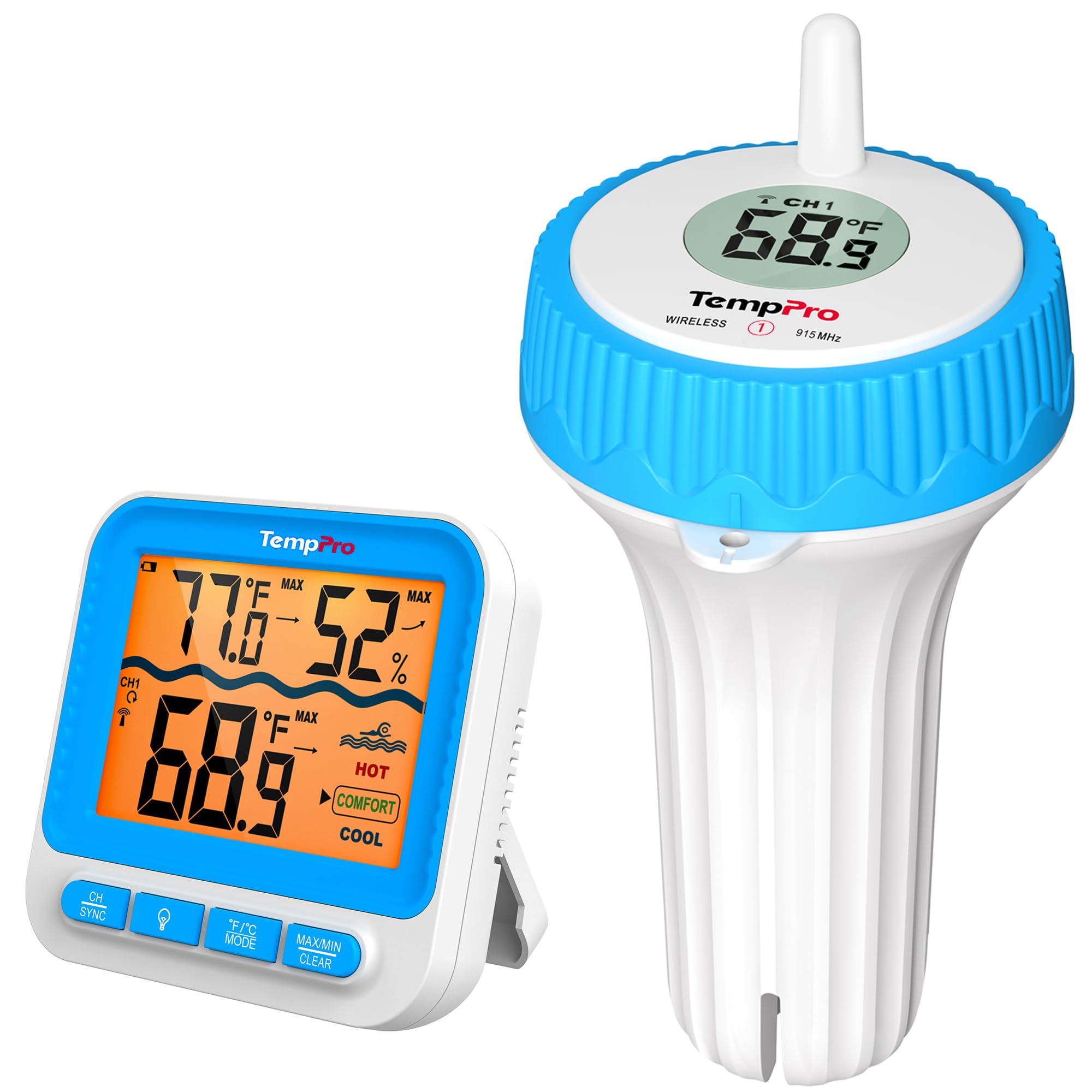 TempPro TempAir Wireless Pool Thermometer Floating Easy Read with Batteries | 50