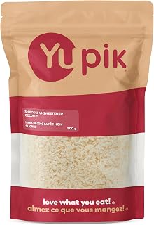 Yupik Shredded Coconut, Unsweetened, 500 g, Kosher, Vegan, Dried Coconut Shavings, No Added Sugar, Oil-Free, Source of Fiber, Healthy Snacks, Ideal for Baking & Topping