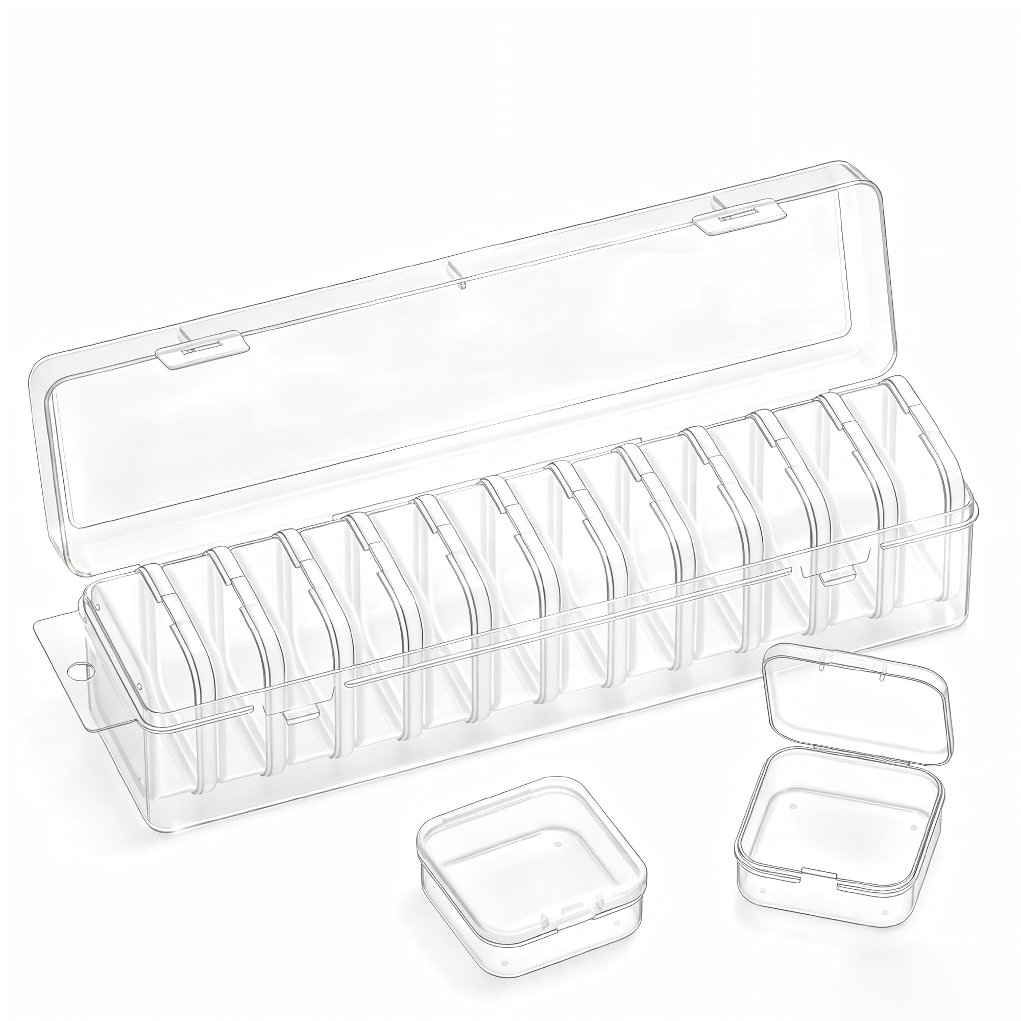 VANSUNS Bead Organizer Box, 13 Pcs Compartments Clear Plastic Storage Containers