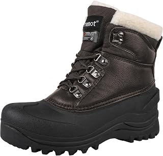 riemot Men's Womens Snow Boots Lace-Up Boots with Warm Faux Fur Lining and Grip Sole for Cold Weather Dog Walking