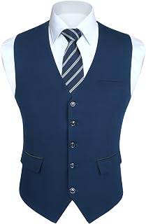 HISDERN Vest Suit Man Wedding Vests Original Dress Vest Elegant Party Business with Pockets