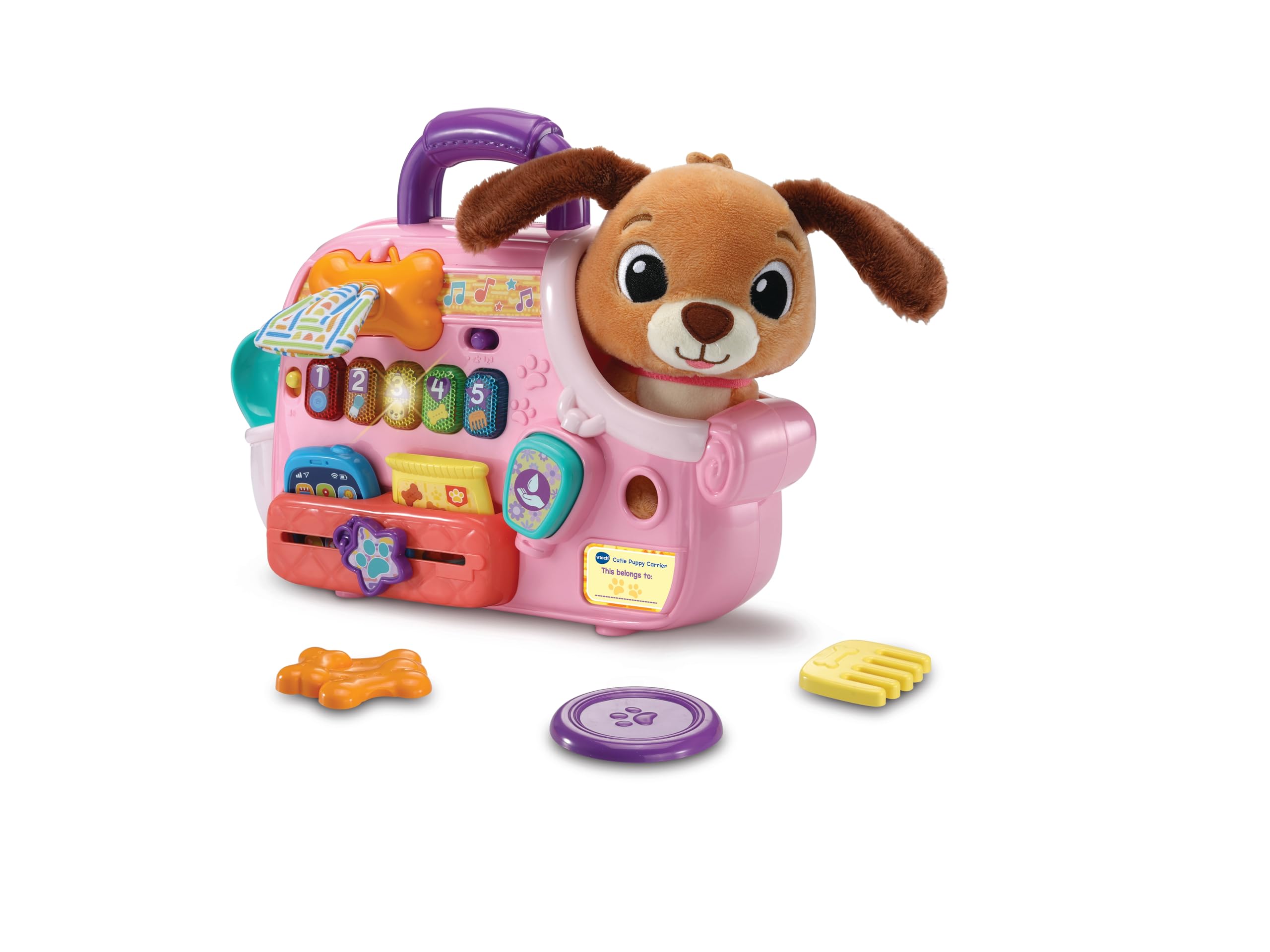 VTech Baby Cutie Puppy Carrier, English | Soft puppy carrier with care accessori