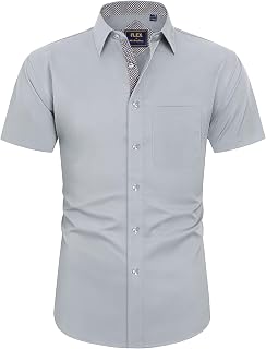 J.Ver Men's Short-Sleeved Casual Shirt with Pocket, Regular Fit Business Shirt, Easy to Iron, Modern Men’s Tops