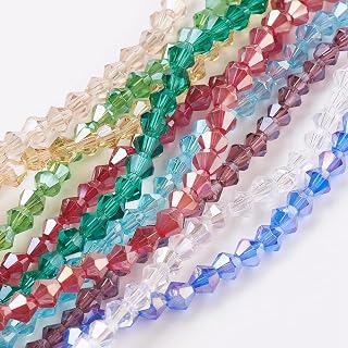 About 800pcs 4x4mm Faceted Bicone Glass Beads Assorted Colors Imitation Jade Glass Beads for DIY Jewelry Making for Bracelet Necklace Earrings Hole:1