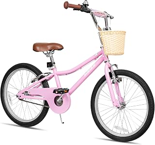 WEIZE Kids Cruiser Bike 20 24 Inch Children Bicycle for Girls Cycling | Rider 6+ Year Old with Basket, Kickstand Retro Style Lightweight Steel Frame V-brake Bell Comfortable Saddle Chain Cover