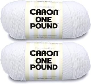 Caron One Pound Soft Yarn for Crocheting & Knitting, White, 2-Pack | #4 Worsted Medium, Soft 100% Acrylic Yarn for Crochet, Knitting, Blankets and Crafts, 812yds, 453.6g/16oz per skein