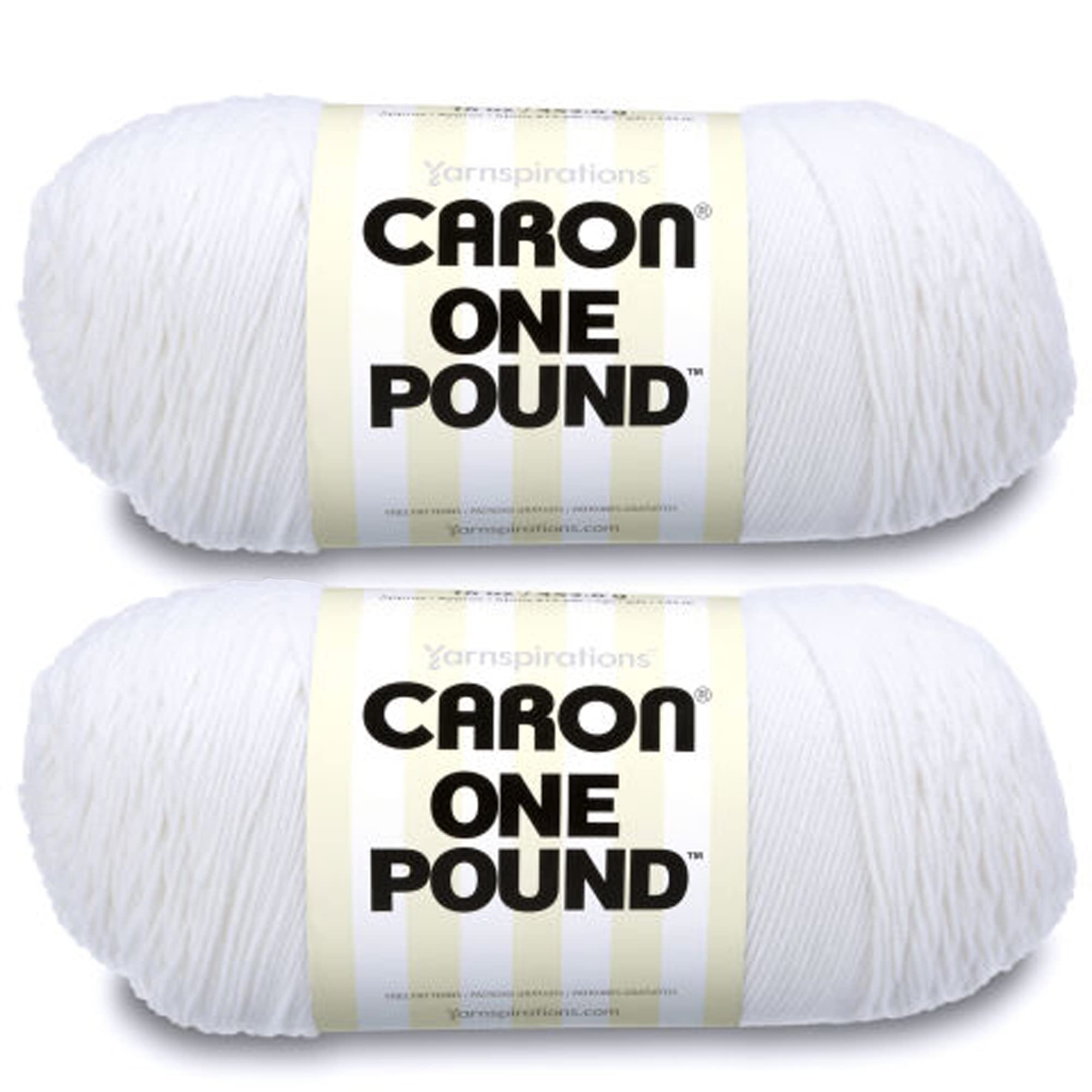 Caron One Pound Soft Yarn for Crocheting & Knitting, White, 2-Pack | #4 Worsted 