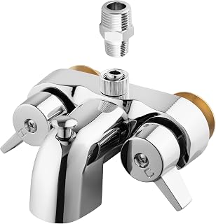 Pyhomestrim Add-On Shower Diverter Bathcock For Clawfoot Tub Shower Kit, Heavy Duty 3 3/8" Centers Clawfoot Tub Faucet,Vintage Bathtub Faucet,¾ MIP Inlet,Shower Riser or Shower Hose Outlet,Chrome