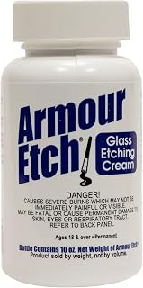 Armour Etch Glass Etching Cream 10 oz Net Weight - Permanent Frosted Effect | Works with stencils to etch detailed designs on windows, mirrors and glassware for custom gifts and home décor projects
