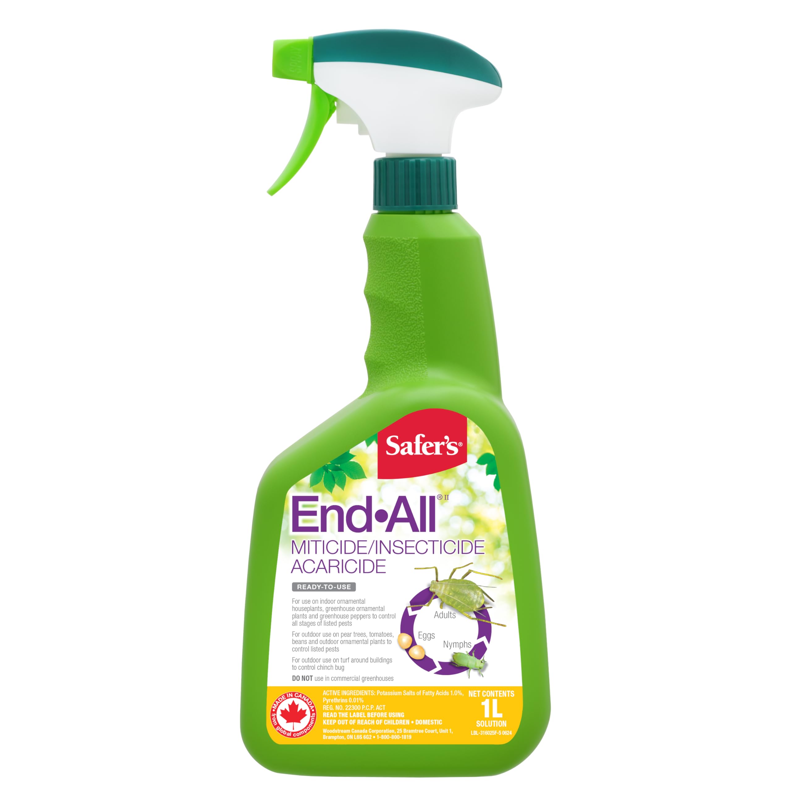 Safer's 31-6025CAN End-All Miticide/Insecticide/Aracicide 1L Ready-to-Use Spray