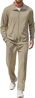 COOFANDY Mens Casual 2 Piece Tracksuit Set Full Zip Jacquard,Fashion Jacket and Pants