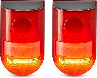 SPAHER Security Light Solar LED Warning Light Waterproof Mode Change Day and Night Use Motion Sensor Red Flash & Alarm Sound 129db Security Alarm Rechargeable Security Alarm for Outdoor Farm Animal