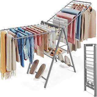 SYKIARIOL Height Adjustable Clothes Airer, Portable Drying Rack