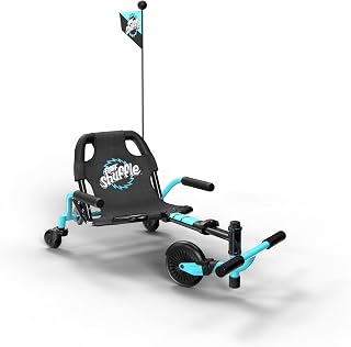 Crazy Cart Shuffle Go Kart | Manual Drift Cart (Black/Teal) | Battery-Free Kid-Powered; Adjustable Fit | Iconic Wheeled Ride-On For Kids Age 4+