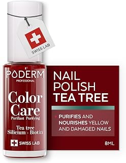 PODERM Swiss Lab Care Nail Polish with Tea Tree Oil, Allura Red, 8 ml