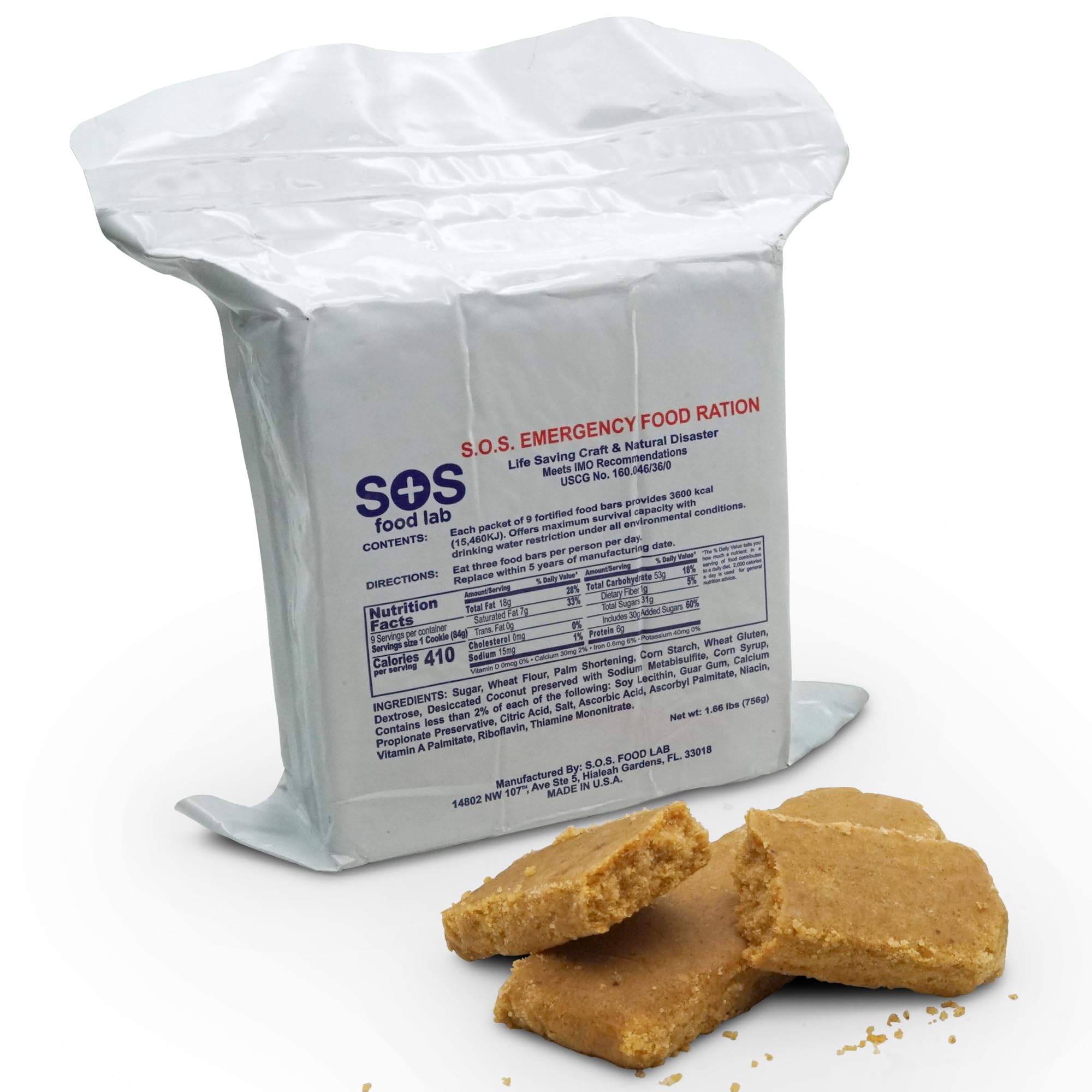 SOS Food Labs, Inc. 185000825 S.O.S. Rations Emergency 3600 Calorie Food bar - 3