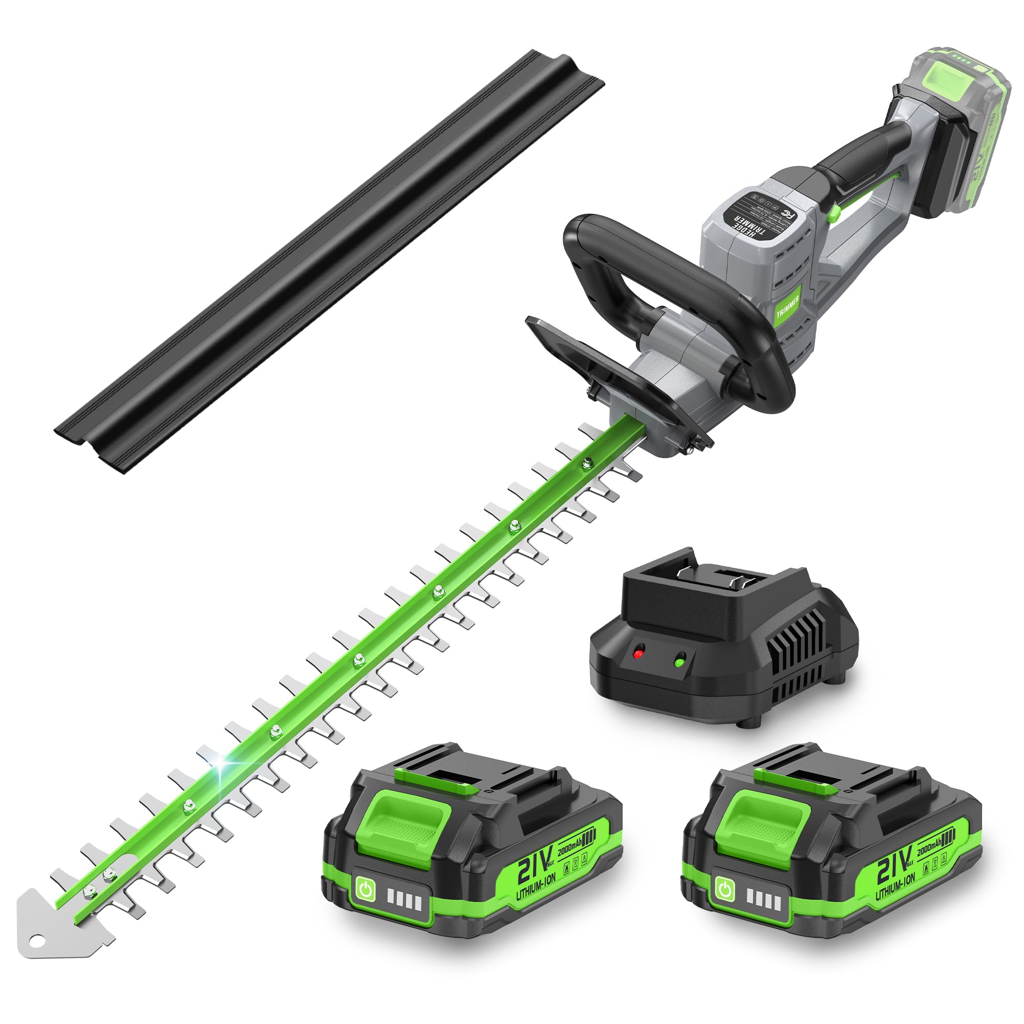 Hedge Trimmer Cordless 22" - 2 x 21V Batteries & Fast Charger, Easy to Use | 320