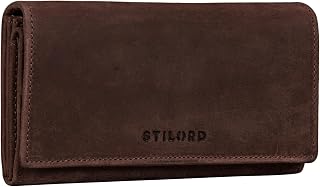 Stilord 'Marquesa' women's leather purse, RFID protection, NFC purse, vintage large horizontal with reading protection in gift box, real leather.