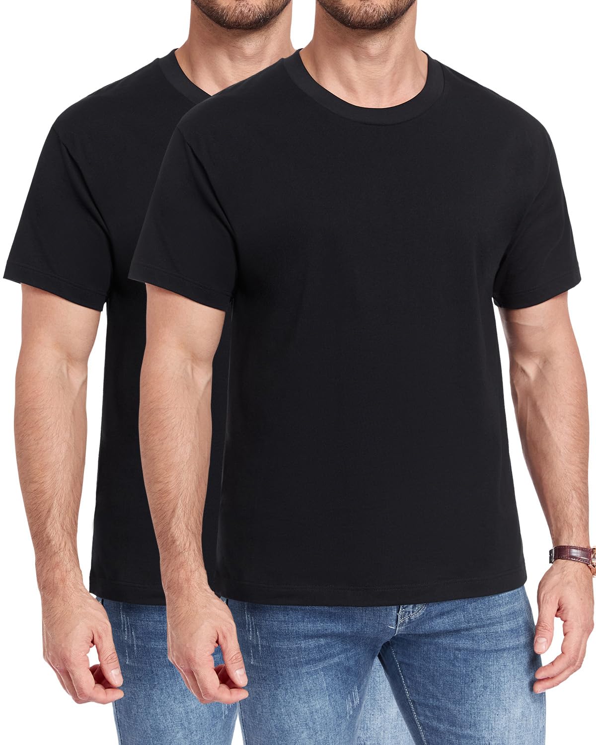 wirarpa Men's T-Shirts 100% Cotton Short Sleeve 2 Pack