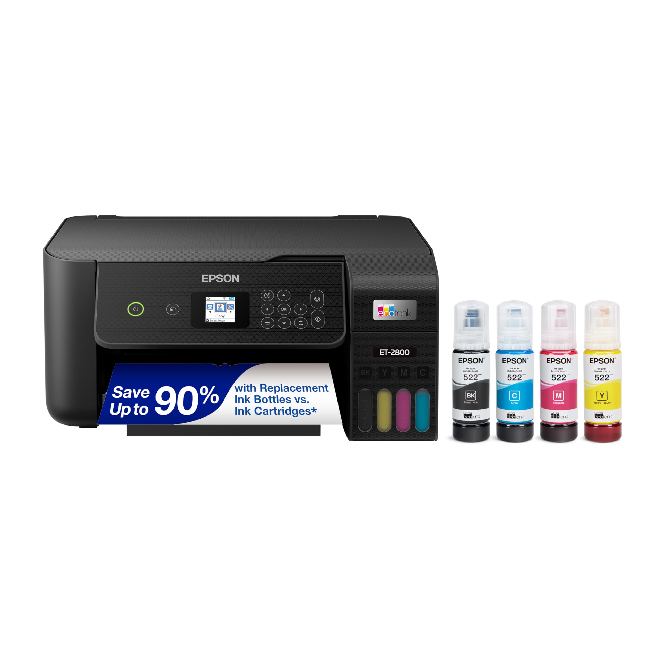 Epson EcoTank ET-2800 Wireless Color All-in-One Supertank Printer - Black | Cart
