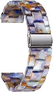 BINLUN Resin Watch Strap for Women Men 12 mm 14 mm 16 mm 18 mm 20 mm 22 mm, Replacement Strap Folding Clasp Quick Release for Smart Watch Smartwatch, Fashion Lightweight Bracelet in 3 Buckles