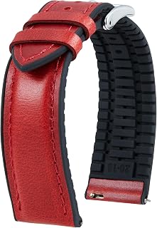BINLUN Leather Watch Bands 14mm 16mm 18mm 19mm 20mm 21mm 22mm Watch Strap Leather Quick Release Oil Wax Leather and Silicone Hybrid Replacement Strap for Men Women 6 Colors