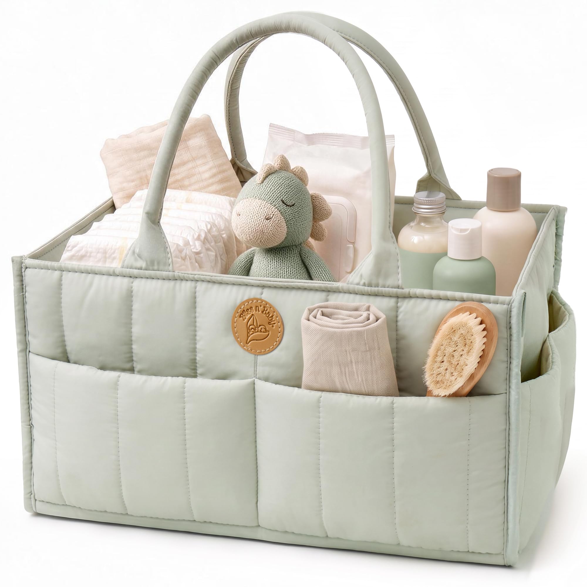 Baby Diaper Caddy Organizer - Portable Diaper Caddy with Handles & Removable Div