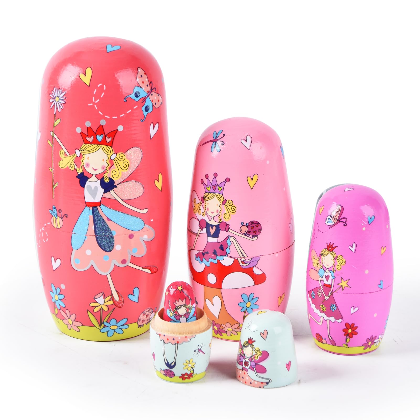 TAILERRI Nesting Dolls, Fairy Wooden Stacking Set, 5 Pcs | Fairy Tale Design, Wo