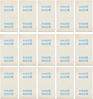 100pcs Handmade with Love Sewing Labels Embroidered Label Tags 1.18" L for Sew on Clothing Garment Blue