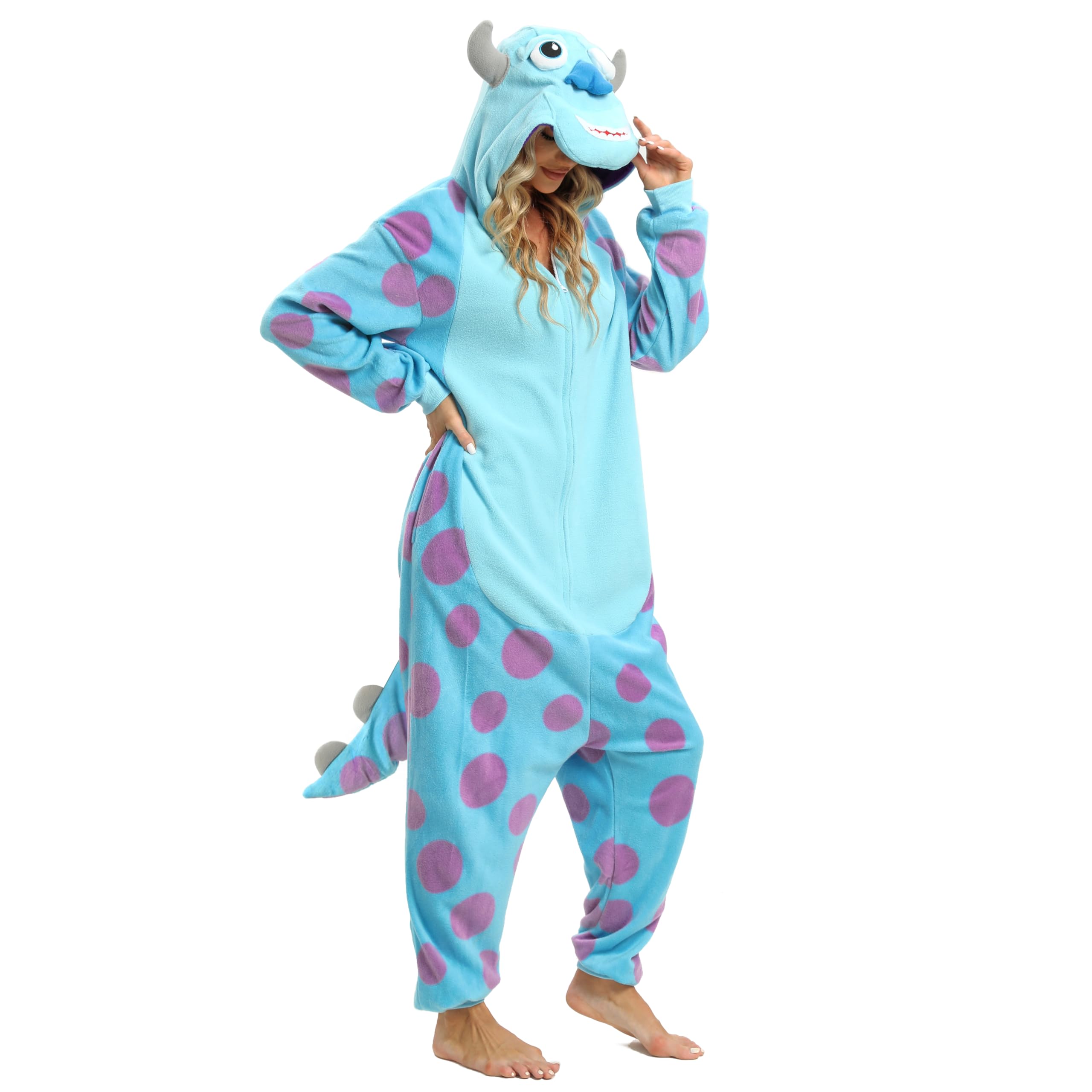 NAITOKE Halloween Adult Onesie Fleece Cosplay Pajamas for Women Men Teens